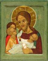 Икона Иисус Христос Благословляет Детей