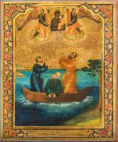 Икона Явление Тихвинской иконы Богоматери рыбакам на озере